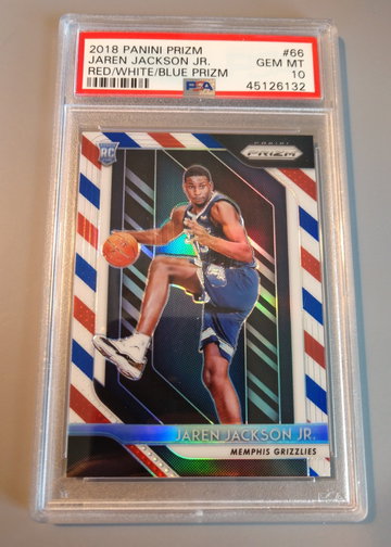 2018 Panini Prizm Jaren Jackson JR Red White Blue Prizm PSA 10 #66