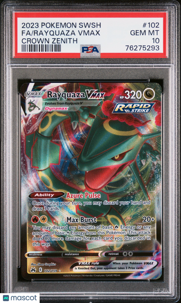 2023 Pokemon Sword And Shield Crown Zenith Rayquaza VMAX Crown Zenith Fa PSA 10 #102