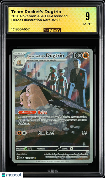 2026 Pokemon ASC EN-Ascended Heroes Team Rocket's Dugtrio #239 Illustration Rare MBA 9
