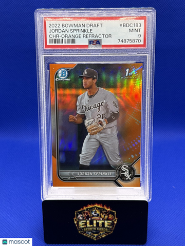 2022 Bowman Draft Jordan Sprinkle #BDC-183 Chrome Orange Refractor SN PSA 9