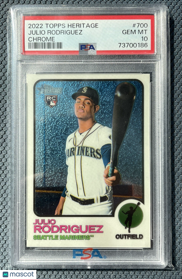 2022 Topps Heritage Julio Rodriguez Chrome /999 PSA 10 Gem Mint #700 - POP 29!