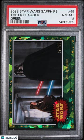 2022 Topps Chrome Sapphire Edition Star Wars The Lightsaber #45 Green PSA 8