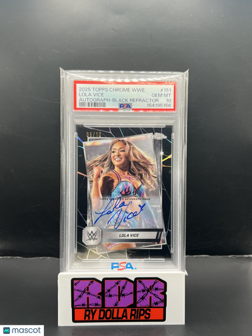 2025 Topps Chrome WWE Lola Vice #151 Autograph Black Refractor PSA 10