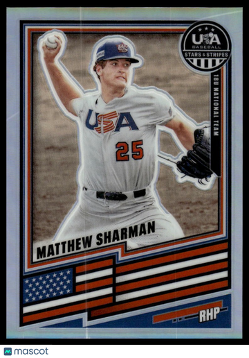 2026 Panini Stars & Stripes Prizm USA Baseball Matthew Sharman #157 Base Prizms Silver