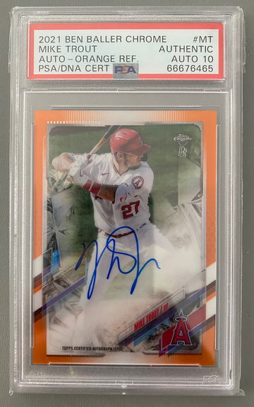2021 Ben Baller Chrome Mike Trout Orange Auto Refractor /25 PSA 10 Auto