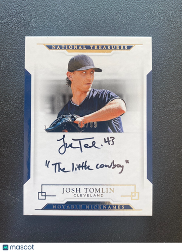 Josh Tomlin 2017 Panini National Treasures Auto Inscriptions