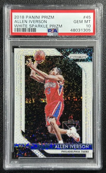 2018 Prizm | Allen Iverson | White Sparkle Prizm | #45 | PSA 10 | Pop 4 | HOF