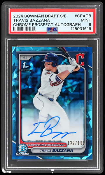 2024 Bowman Draft Sapphire Travis Bazzana Chrome Prospect Autograph PSA 9