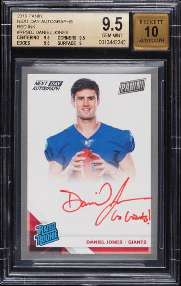 2019 Panini Next Day Auto Red Ink DANIEL JONES Rookie Auto 1/1 BGS 9.5 #RPSDJ