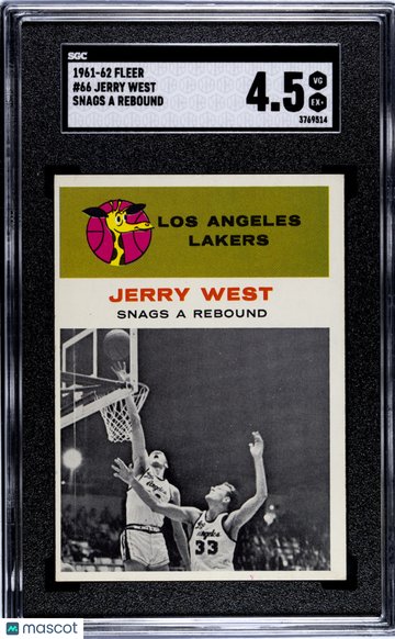 1961 Fleer Jerry West #66 Snags A Rebound SGC 4.5