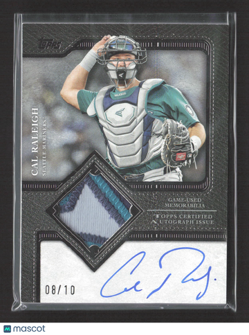 2025 Topps Flagship Autograph Patch Card Cal Raleigh #TFAP2-CRA /10 Topps Certified Autograph Issue Patch Game-Used Memo