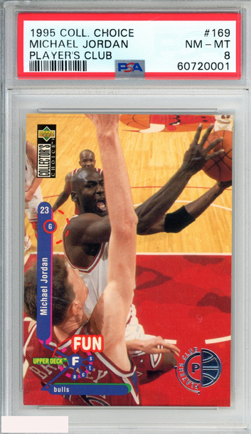 1995 COLLECTORS CHOICE MICHAEL JORDAN #169 PLAYERS CLUB BULLS HOF PSA 8 NM-MT