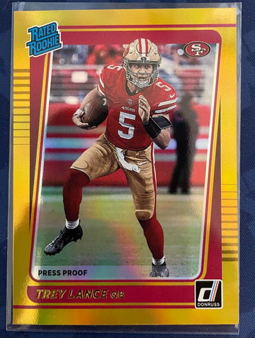 2021 Panini Donruss Rated Rookie Trey Lance Gold Press Proof
