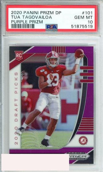 2020 PANINI PRIZM DP TUA TAGOVAILOA #101 PURPLE PRIZM ROOKIE RC PSA 10 GEM MT
