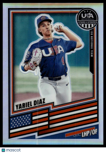 2026 Panini Stars & Stripes Prizm USA Baseball Yariel Diaz #90 Base Prizms Silver