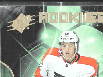 2020 Upper Deck SPx Hockey Morgan Frost #54 Green /35 Patch