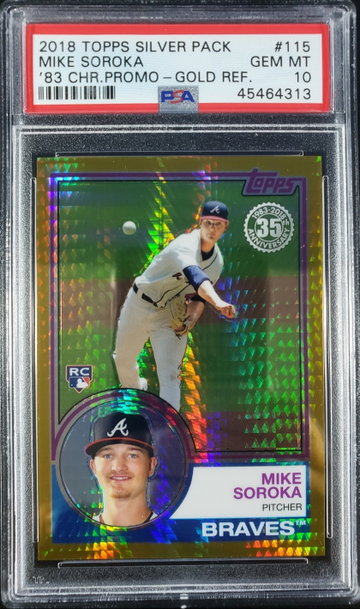 2018 Topps Update Mike Soroka RC 1983 Gold Refractor #07/50 PSA 10