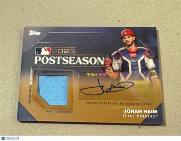 2024 Topps Jonah Heim #PPAR-JH World Champion Autograph Relic SN,AU,MEM