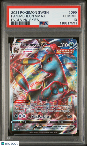 2021 Pokemon Sword & Shield Evolving Skies Umbreon VMAX Fa Evolving Skies PSA 10 #095