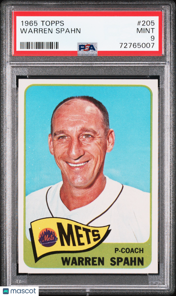 1965 Topps Warren Spahn #205 PSA 9