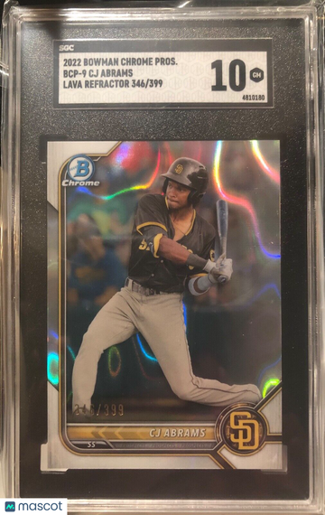 CJ Abrams 2022 Bowman Chrome LAVA Refractor /399 SGC 10 Padres Nationals POP 1