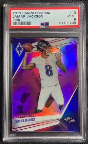 2019 Lamar Jackson Panini Phoenix PINK #13 Prizm SP /199 *Ravens* PSA 9 MINT