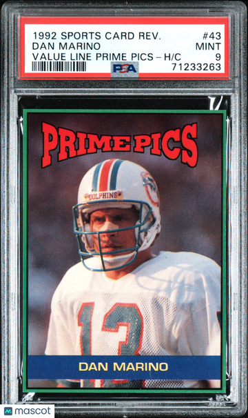 1992 Sports Card Review Value Line Prime Pics Dan Marino #43 H/C PSA 9
