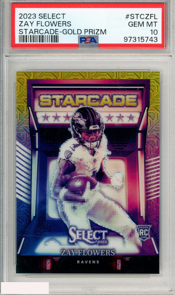 2023 PANINI SELECT STARCADE ZAY FLOWERS #STCZFL GOLD PRIZM PSA 10 GEM MT RC