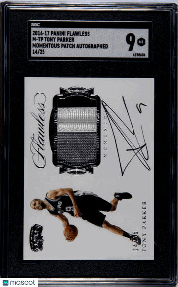 2016 Panini Flawless Tony Parker #M-TP Momentous Patch Autograph SGC 9