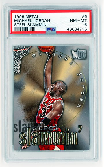 1996 Fleer Metal Michael Jordan Steel Slammin' PSA 8