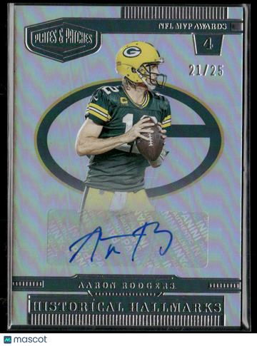 2023 Panini Plates & Patches Historical Hallmarks Aaron Rodgers #HH-AR Auto /25 Panini Authentic