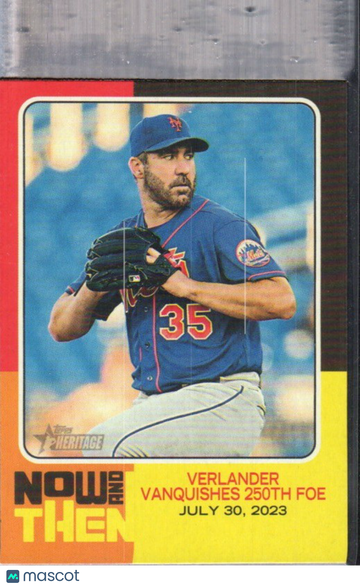 2024 Topps Heritage Justin Verlander #NAT-13 Now and Then