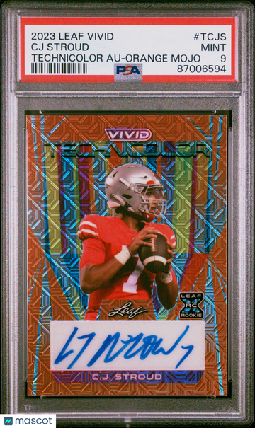 2023 Leaf Vivid Technicolor Autographs CJ Stroud #TCJS Orange Mojo PSA 9