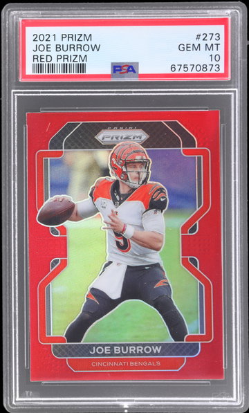 2021 Panini Prizm Joe Burrow Red Prizm PSA 10