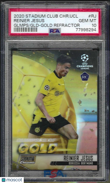 2020 Stadium Club Chrome UEFA Champions League Glimpses Of Gold Reinier Jesus #RJ Glmps GLD Refractor PSA 10
