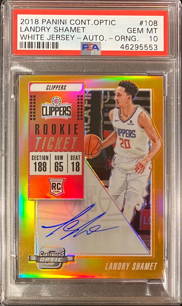2018 Contenders Landry Shamet Orange Prizm Auto #’d / 25 PSA 10 
