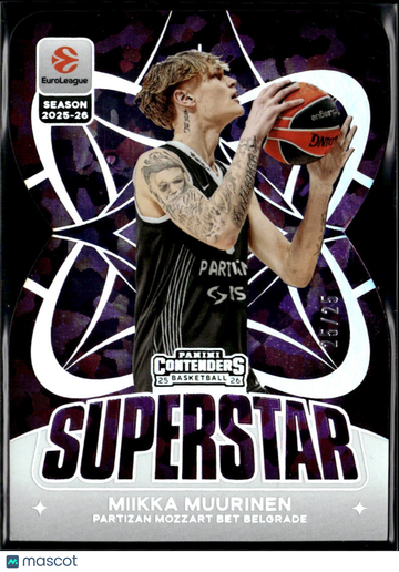 Miikka Muurinen 2026 Panini Contenders EuroLeague Basketball Superstar /25 Partizan Mozzart Bet Belgrade