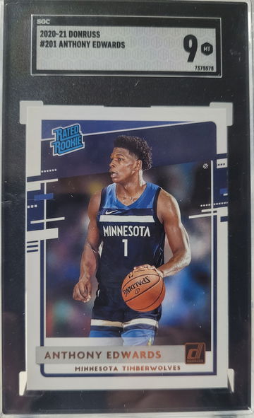 2020-21 panini donruss anthony edwards rated rookie #201 sgc 9