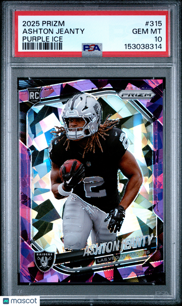 2025 Panini Prizm Ashton Jeanty #315 Purple Ice PSA 10