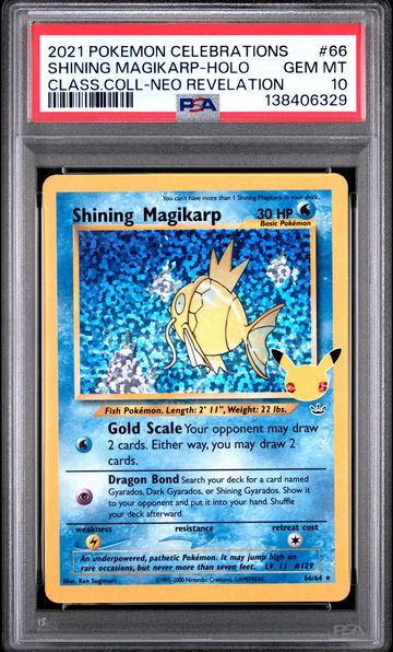 2021 Pokemon Celebrations Classic Collection Neo Revelation Holo Shining Magikarp #66 PSA 10