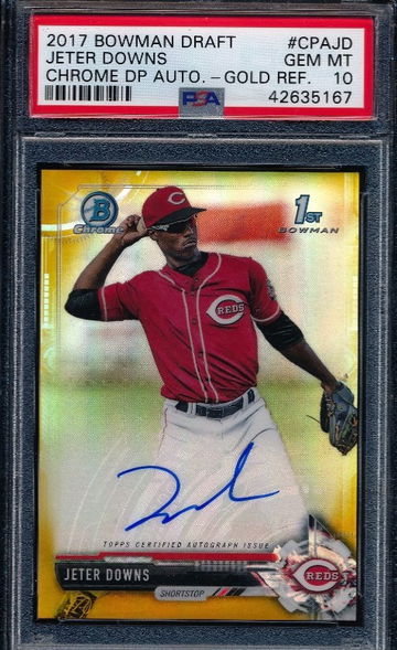 Jeter Downs 2017 Bowman Chrome Draft Gold RC Auto /50
