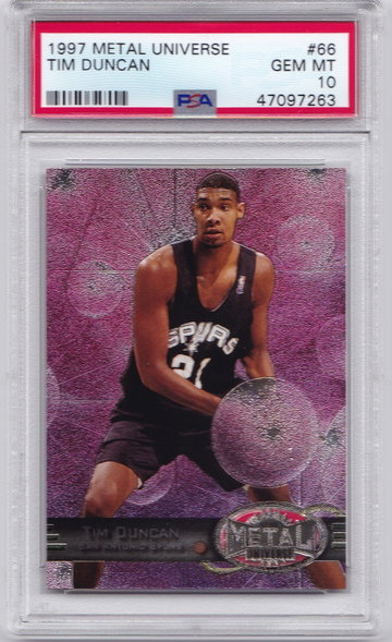 1997 Tim Duncan Metal Universe PSA 10
