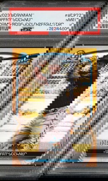 2023 Bowman Chrome #BCP72 Yoffry Solano Bowman 1st Gold Refractor #'d /50 PSA 9