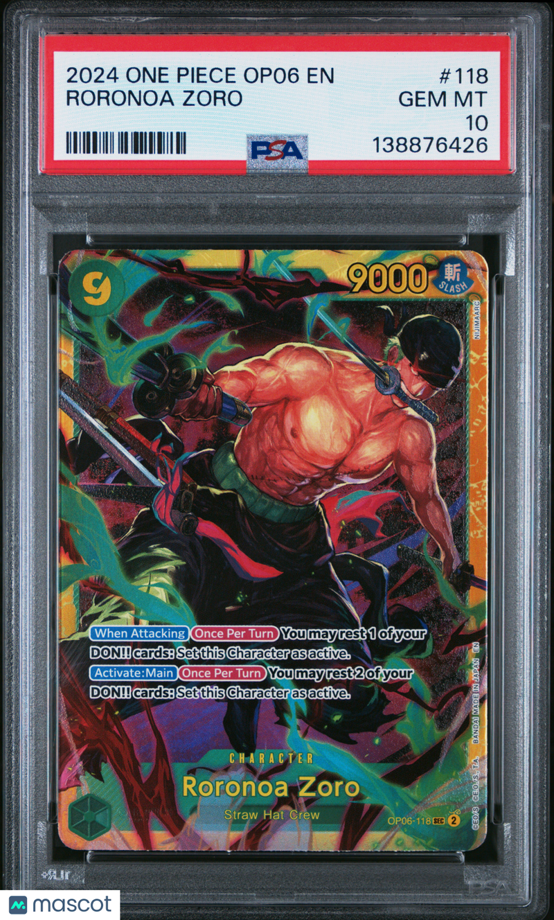 2024 One Piece Op06-Wings Of The Captain Roronoa Zoro #118 PSA 10