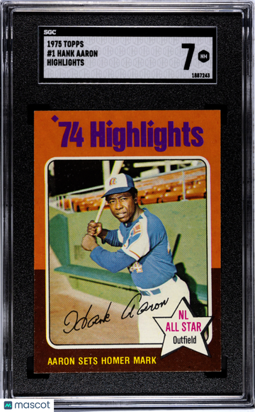 1975 Topps Hank Aaron #1 Highlights SGC 7