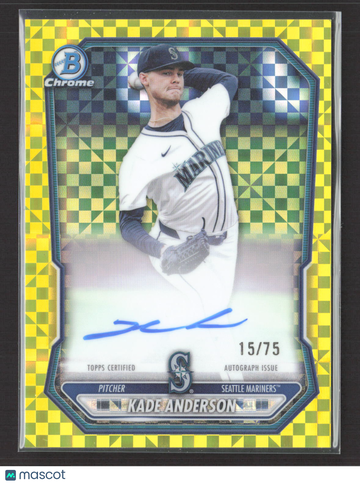 2026 Bowman Chrome Kade Anderson #CPA-KAN Yellow RayWave Refractor /75