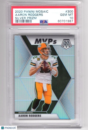 Aaron Rodgers - 2020 Panini Mosaic Silver Prizm # 300 Green Bay Packers - PSA 10