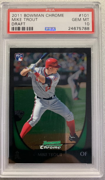 MIKE TROUT 2011 BOWMAN CHROME DRAFT RC #101 PSA 10 GEM MT