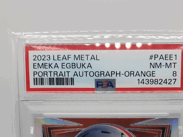 Graded PSA 8 2023 Leaf Metal Portrait Autograph Emeka Egbuka Orange Trading Card Ohio State Buckeyes