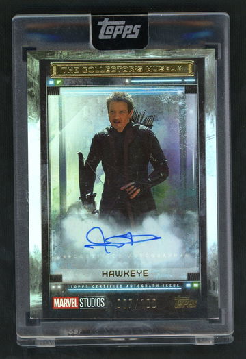 2025 Topps The Collector's Museum TM-JR Hawkeye Marvel The Collector /100 VG Auto